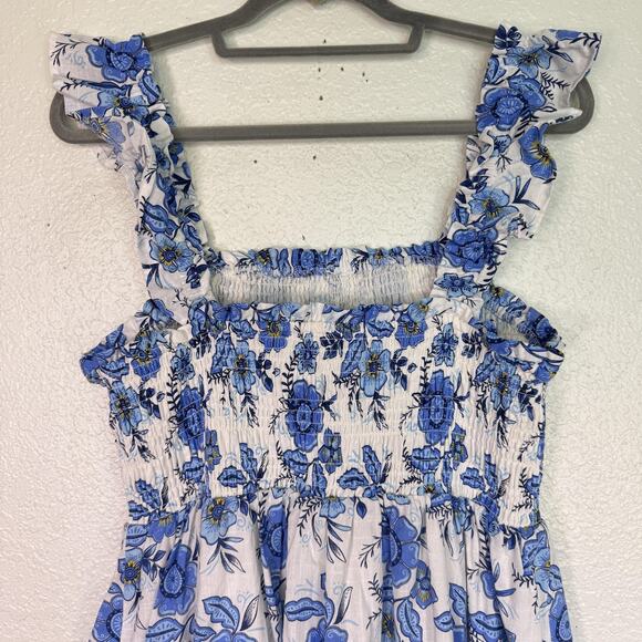 Haute Hippie Dress Womens 12 Floral Smocked Midi Ruffle Boho Mommy N Me NEW - Picture 7 of 12